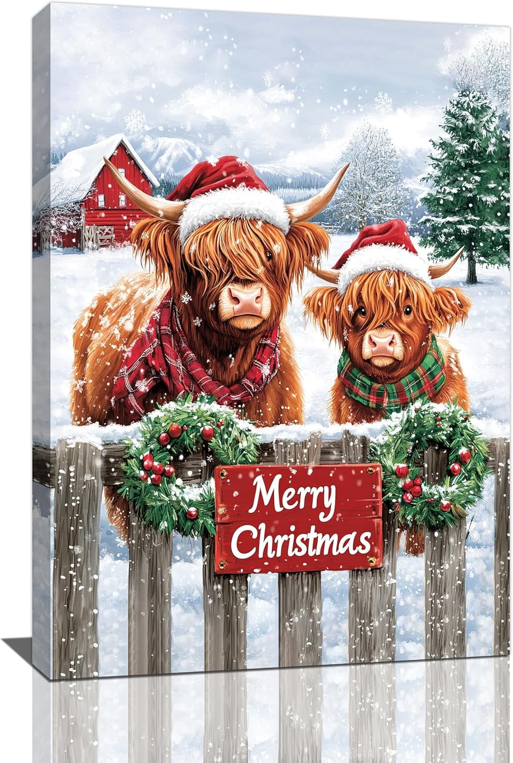 AatoeaX Christmas Highland Cow Wall Art Winter Cattle Pictures Wall ...