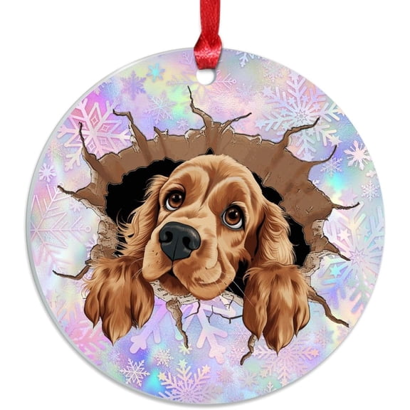 AatoeaX Cocker Spaniel Snowflake Ornament: Cute Dog Art, Transparent Acrylic, Hanging Keepsake for Pet Fans, Holiday Decor & Gifts