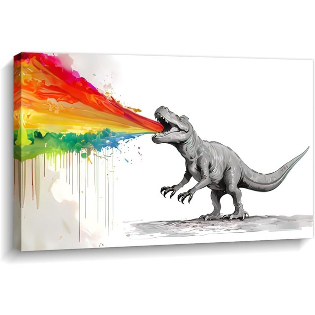 AatoeaX Dinosaur Canvas Wall Art Abstract Graffiti Rainbow Picture