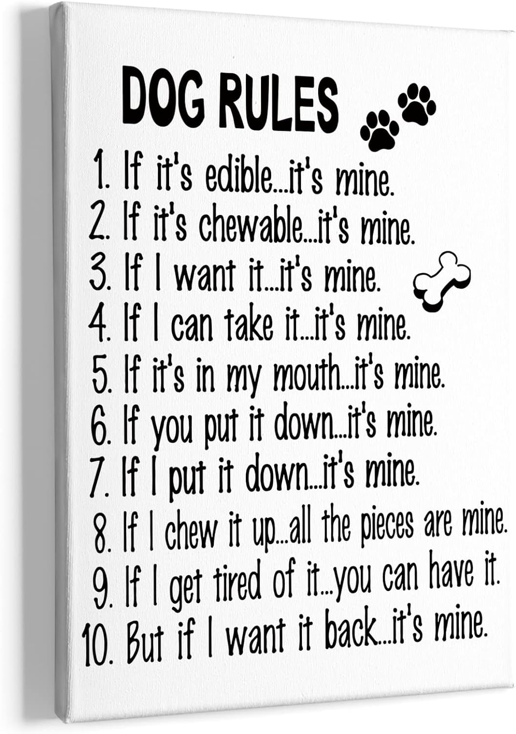 AatoeaX Dog Wall Art, Dog Wall Decor, Funny Quote Dog Rules Canvas