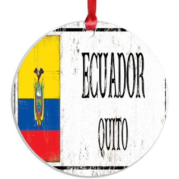 AatoeaX Ecuador Quito Acrylic Ornament: Flag - inspired, Rustic Design, Hanging Keepsake for Travel Enthusiasts & Home