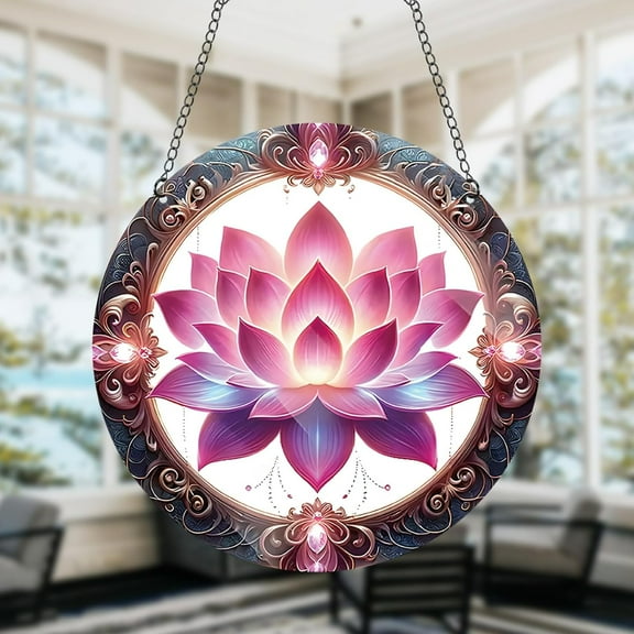 AatoeaX Elegant Lotus Window Decor: Serene Design, Transparent Acrylic, Hanging Wall Sign for Home, Zen - Inspired Venues & Bedroom Decor