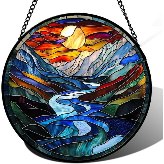 AatoeaX Elegant Mountain - River Window Decor: Scenic Landscape, Transparent Acrylic, Hanging Art Panel for Home, Rustic Venues & Living Room Decor