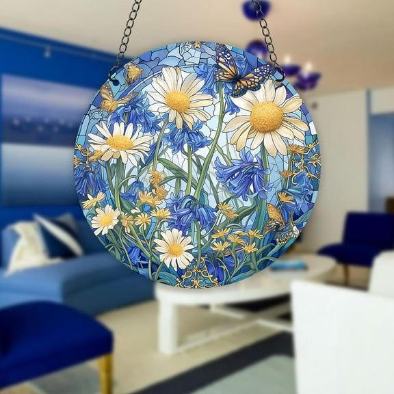 AatoeaX Elegant Transparent Acrylic Daisy with Butterflies Art Panel - Delicate & Graceful, Perfect as Window Decor and Wall Sign, Effortless - install for Home, Patio & Garden - inspired Spaces