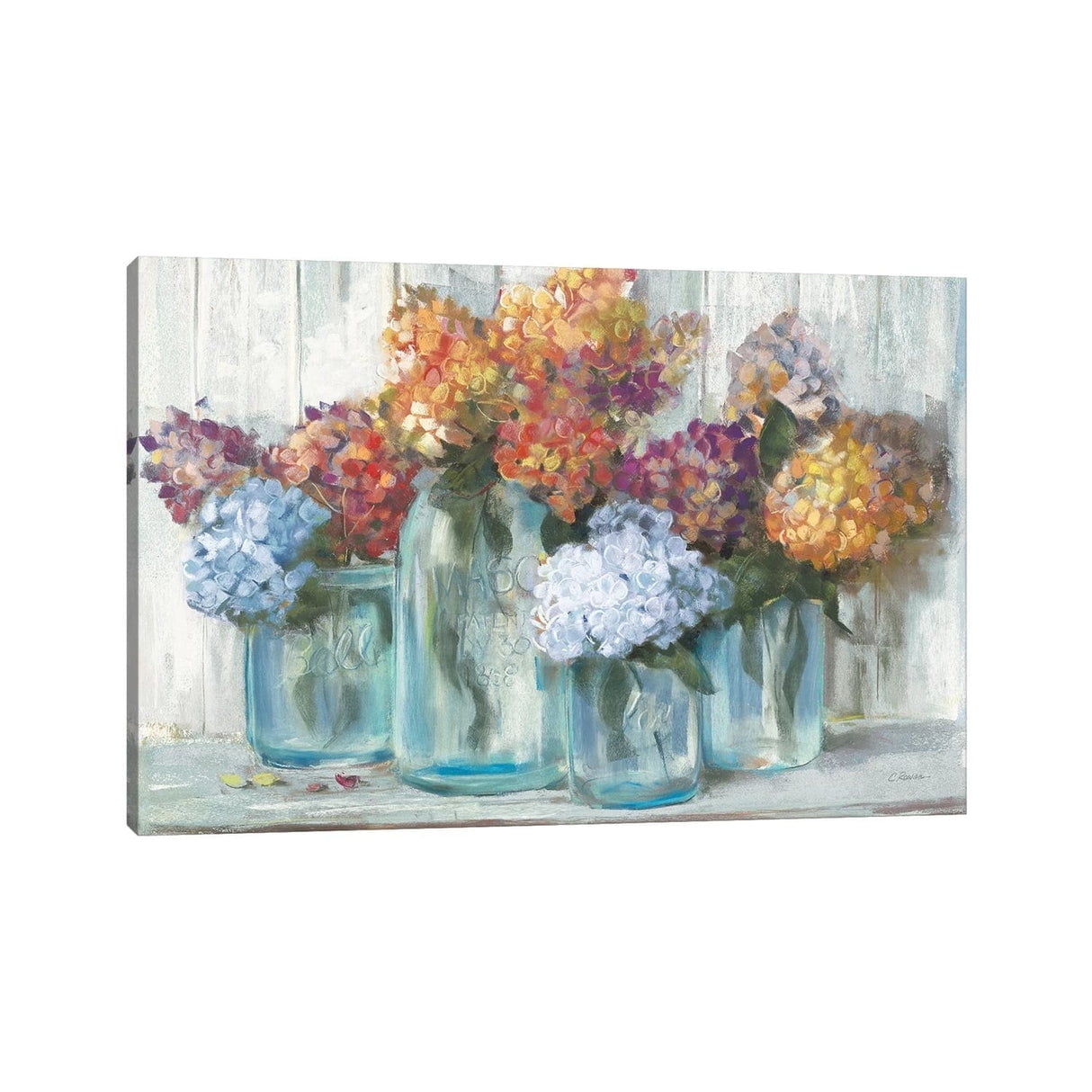 Curated visual reference: Gallery Detail: Aatoeax Fall Hydrangeas In Glass Jar Crop Canvas Print Aesthetic