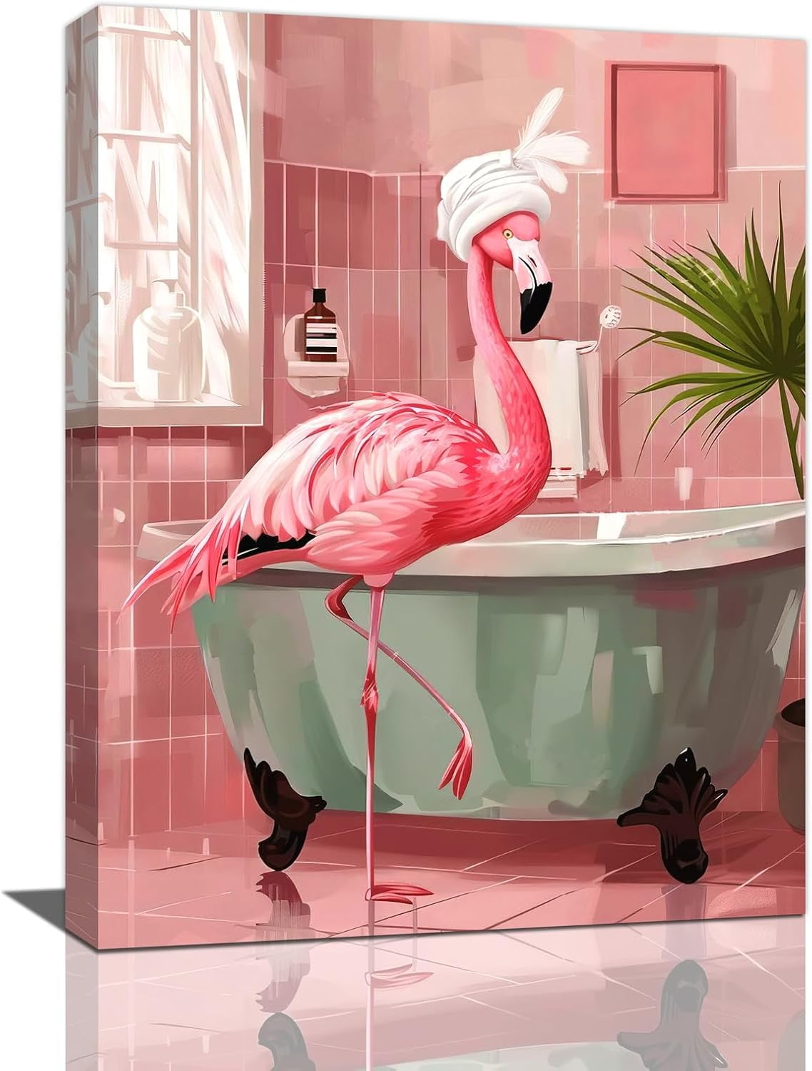 AatoeaX Flamingo Bathroom Decor Flamingo Wall Art Pink Flamingo in