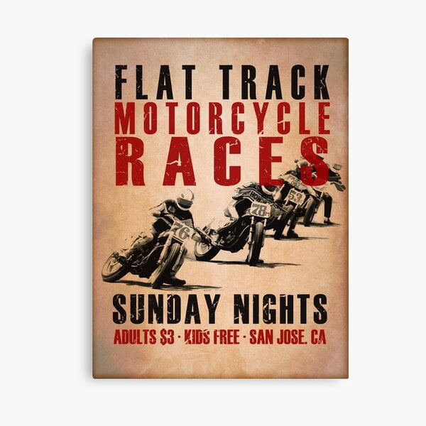 AatoeaX Flat Track Motorcycle Races Canvas Print Modern Wall Art Canvas ...