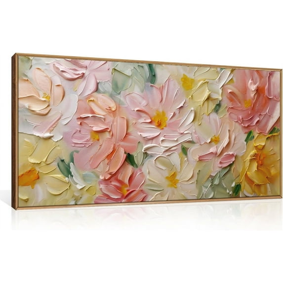 AatoeaX Floral Wall Art Watercolor Flower Textured Oil Painting, Modern Wildflower Wall Decor, Flowers Wall Art Set, Canvas Floral Artwork for Living Room, Bedroom, Office, Dinning Room