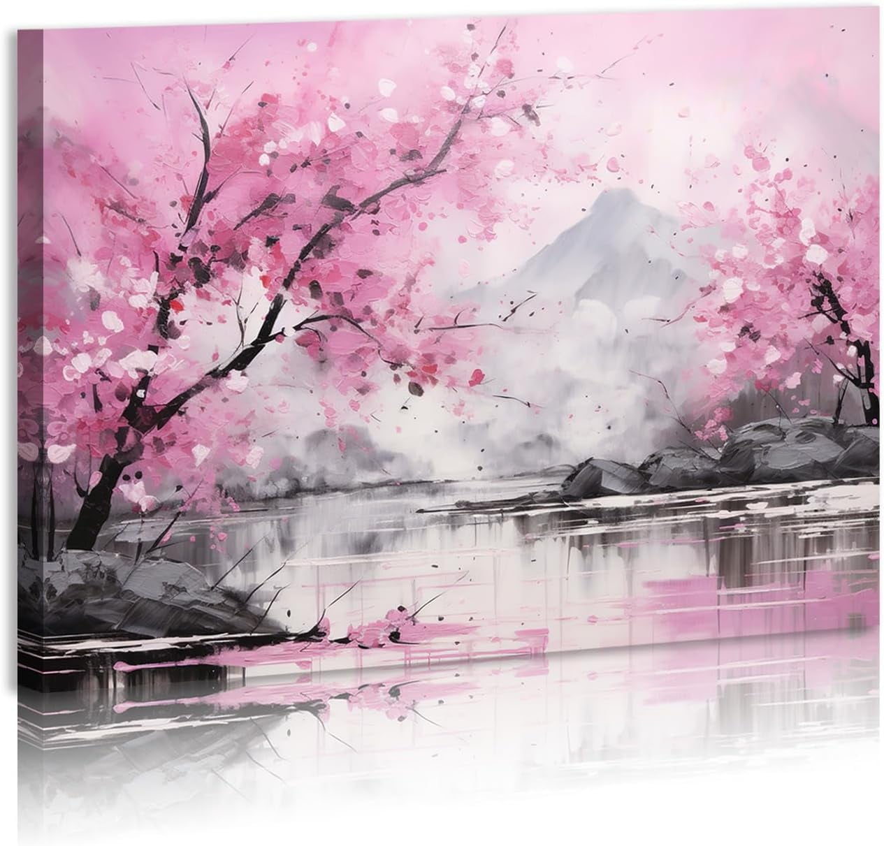 AatoeaX Flower Canvas Wall Art Pink Cherry Blossom Watercolor Picture — free download
