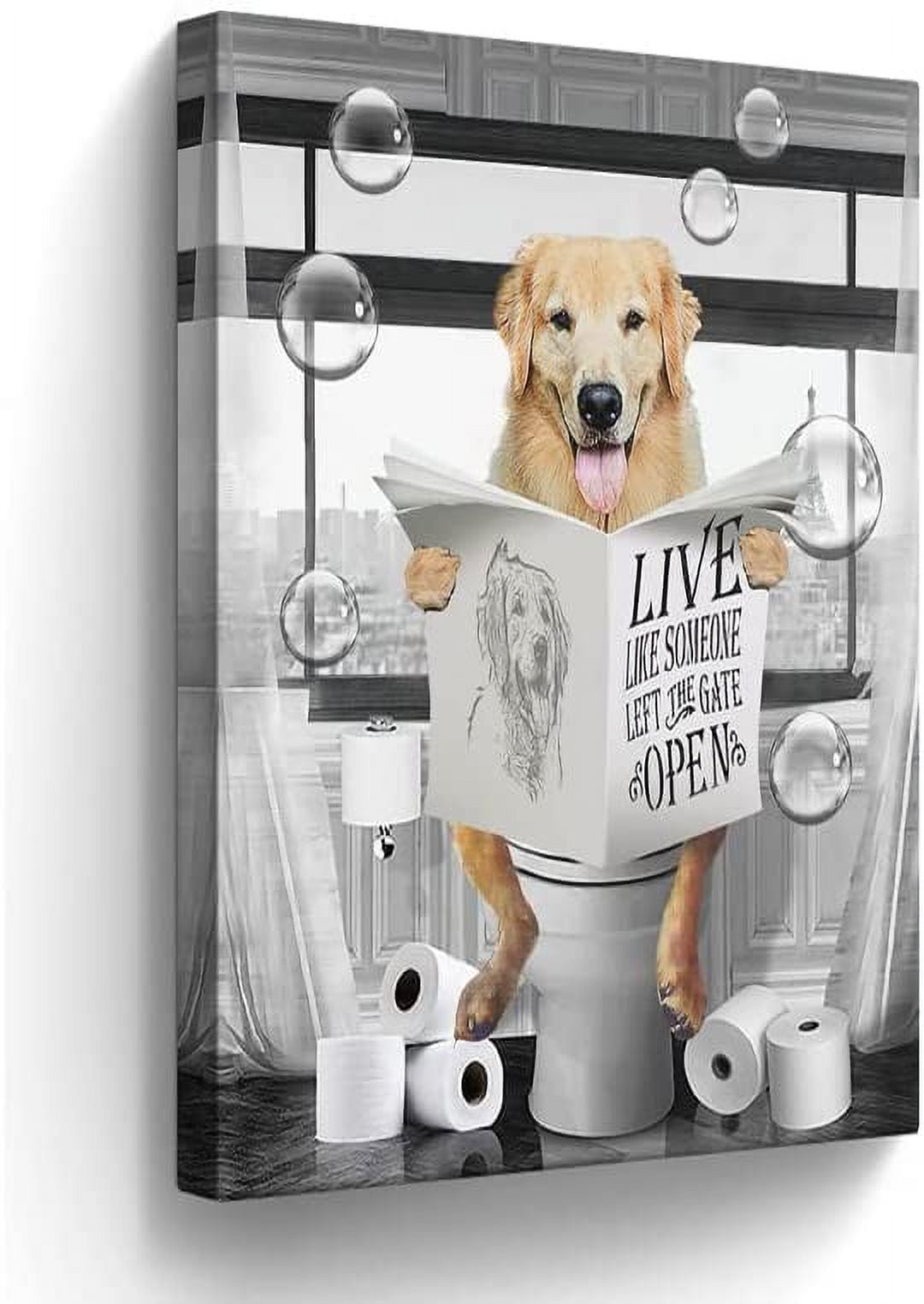AatoeaX Golden Retriever Canvas Wall Art Black and White Funny Pictures ...