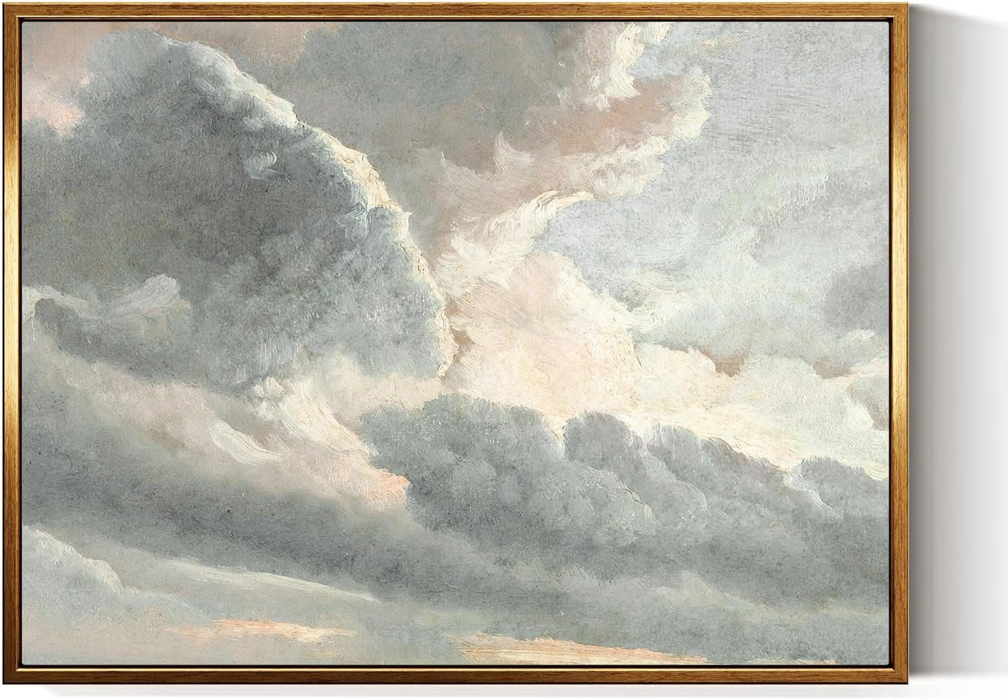 AatoeaX Golden Vintage Canvas Wall Art Study of Clouds with a Sunset