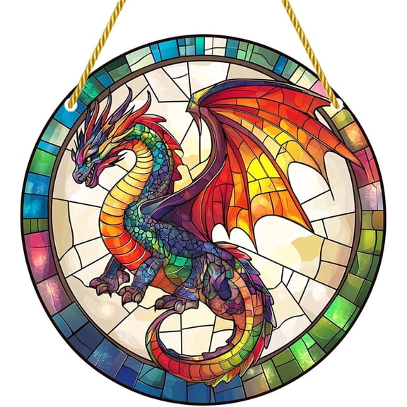 AatoeaX Gorgeous Dragon Acrylic Window Decor! Mythical, eye - catching design. 20×20cm (8×8in), 2mm thick. Multiple hanging options. Ideal for fantasy lovers, game rooms, medieval - themed spaces.