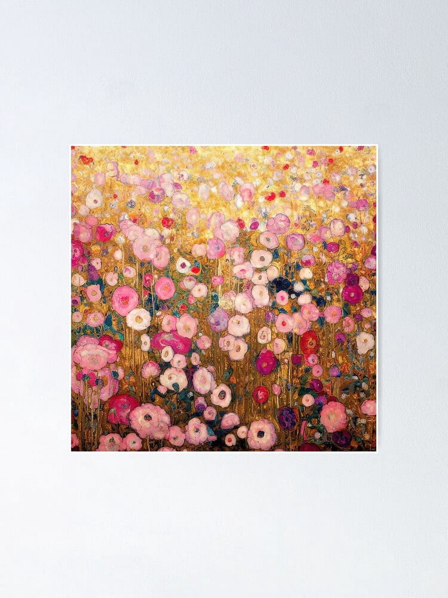 AatoeaX Gustav Klimt Pink Flower Garden Poster Modern Wall Art Canvas ...