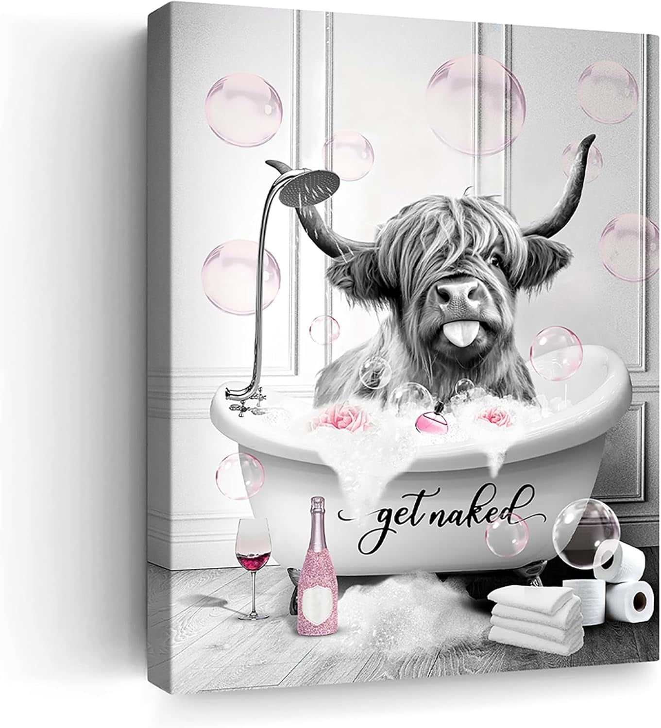 AatoeaX Highland Cow Bathroom Wall Art Black and White Animals Highland Cow Wall Decor Farmhouse ...