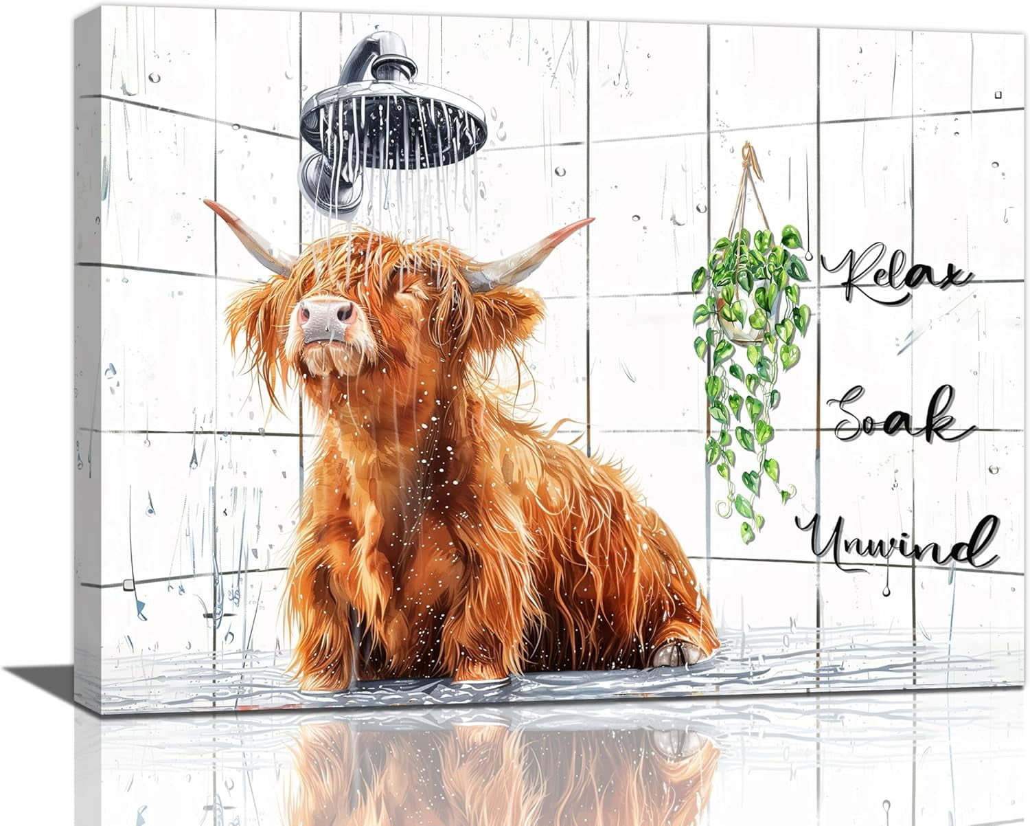 AatoeaX Highland Cow Bathroom Wall Art Cattle In Shower Bathroom ...