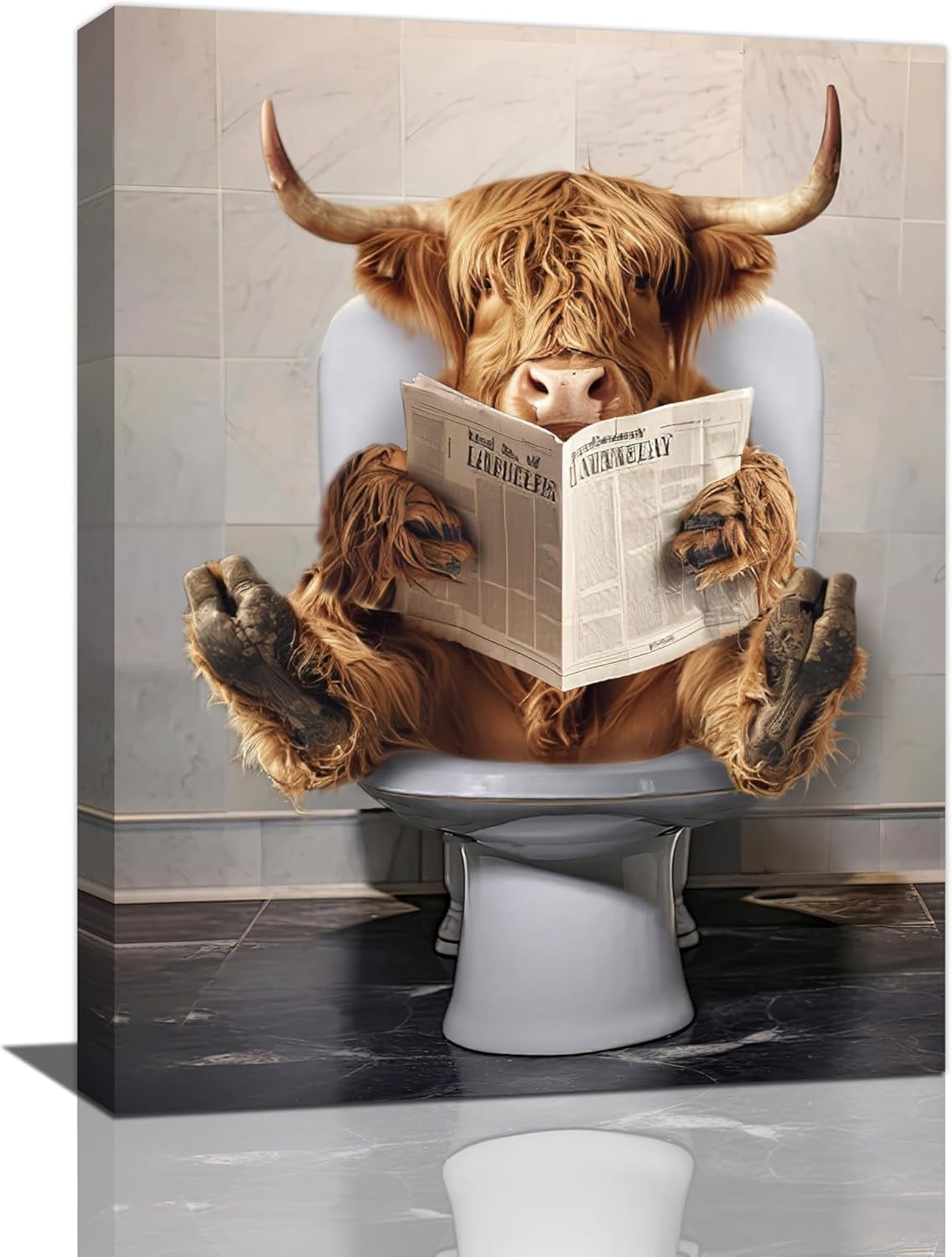 AatoeaX Highland Cow Bathroom Wall Art Funny Farmhouse Bathroom ...