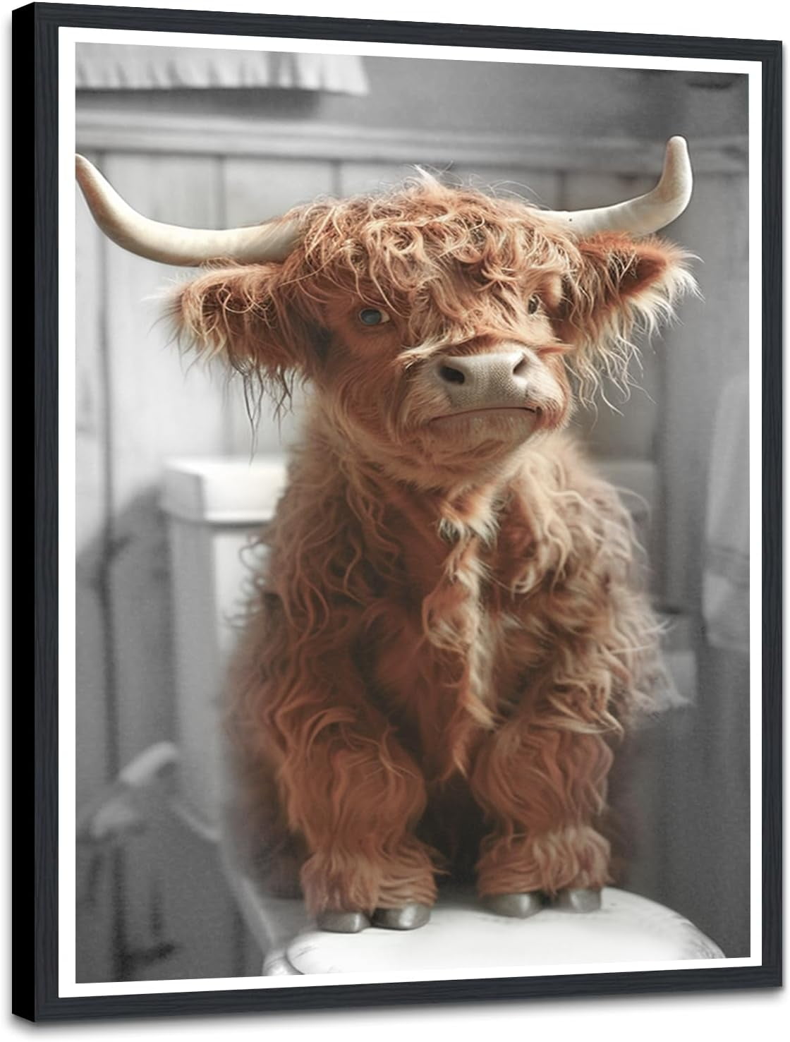 AatoeaX Highland Cow Wall Art Funny Cow Picture Wall Decor Cute Cow