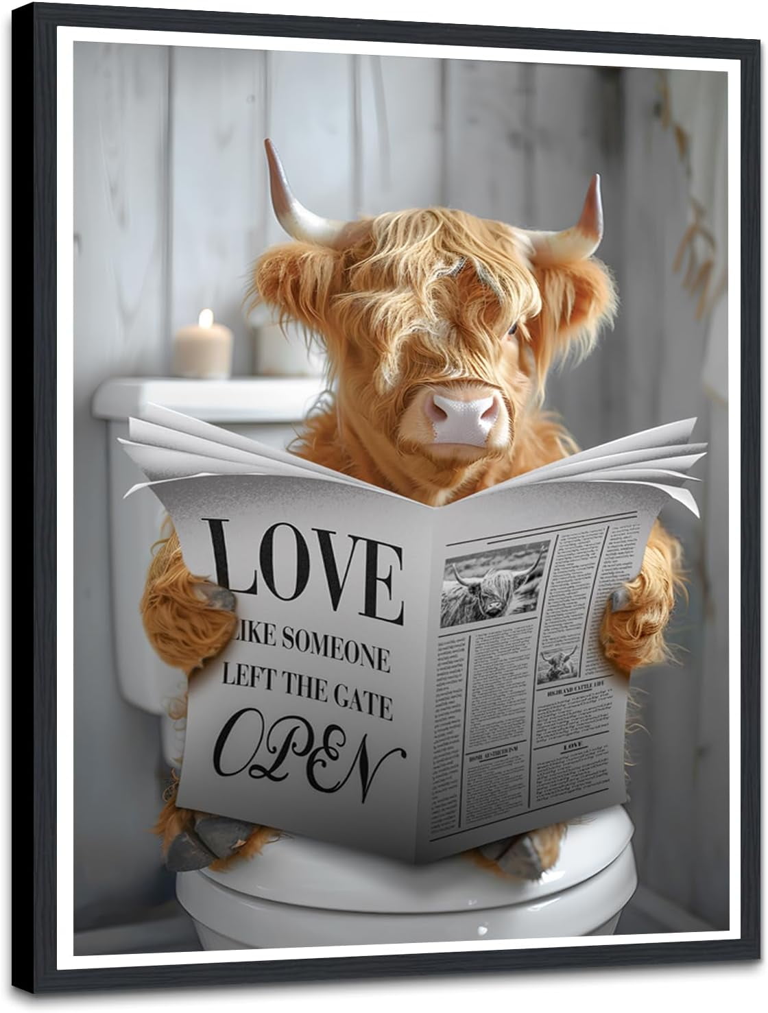 AatoeaX Highland Cow Wall Art Funny Cow Picture Wall Decor Cute Cow