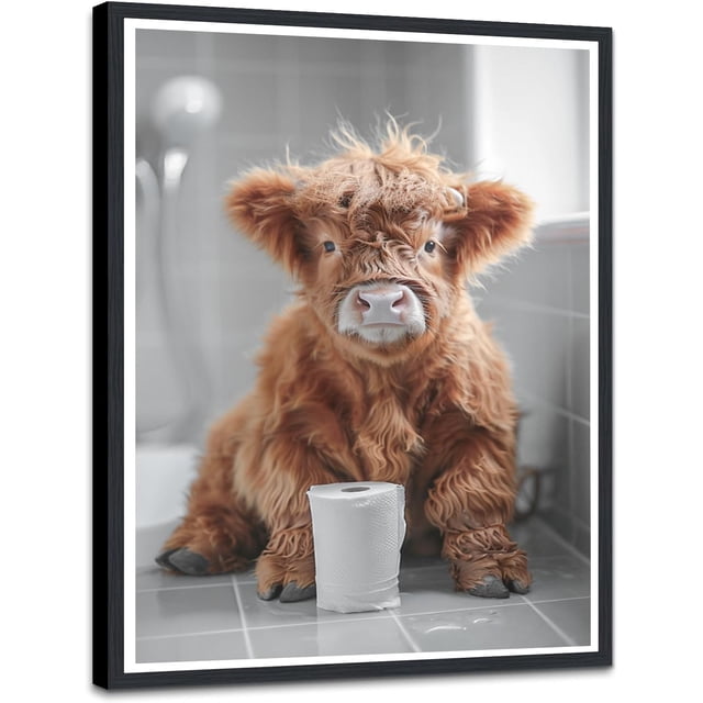 AatoeaX Highland Cow Wall Art Funny Cow Picture Wall Decor Cute Cow