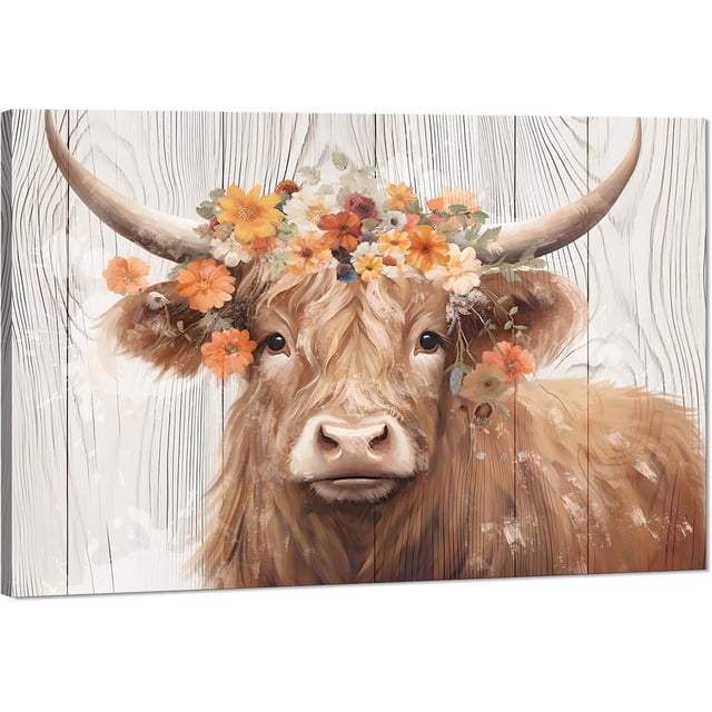 AatoeaX Highland Cow Wall Art Funny Cow Picture Wall Decor Cute Cow