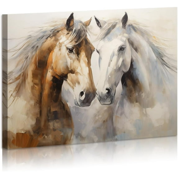 AatoeaX Horse Canvas Wall Art Brown Horse Painting Farmhouse Decor Vintage Art Posters Horse Gifts for Home Farmhouse Bathroom Bedroom Living Room Ready To Hang