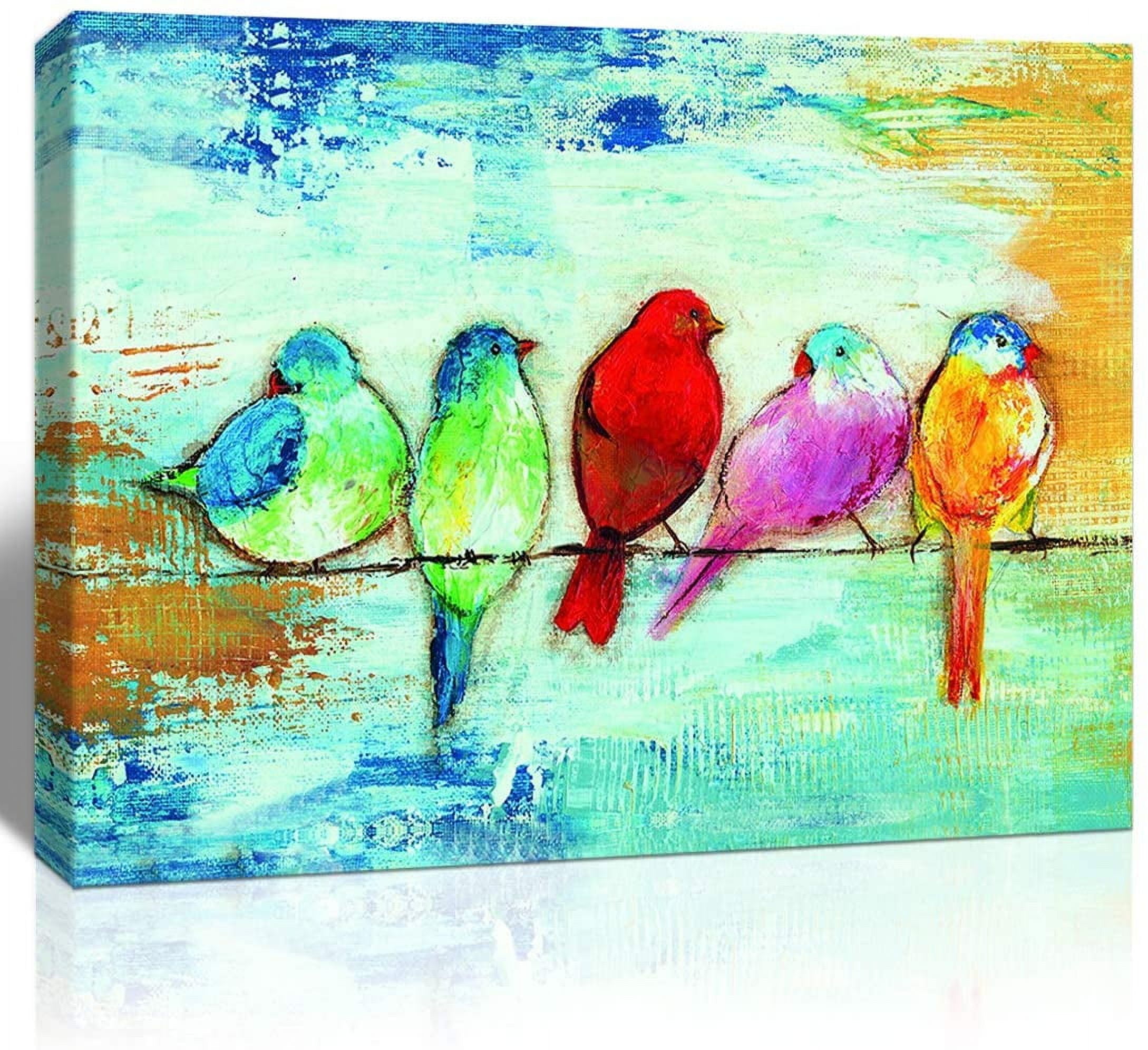 AatoeaX Loomarte Bird Pictures Wall Decor Five Singing Birds Oil