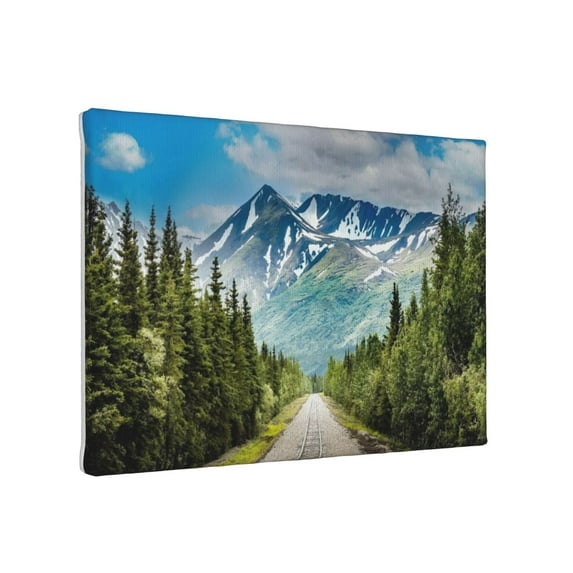 AatoeaX McKinley Mountain Wall Art Denali National Park Pictures Bathroom Decor Mountain Landscape Canvas Photo Nature Forest with Railroad Scenic Painting Artwork for Living Room Home Decoration