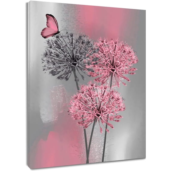 AatoeaX Pink Dandelion Canvas Wall Art Pink and Grey Dandelion with — free download
