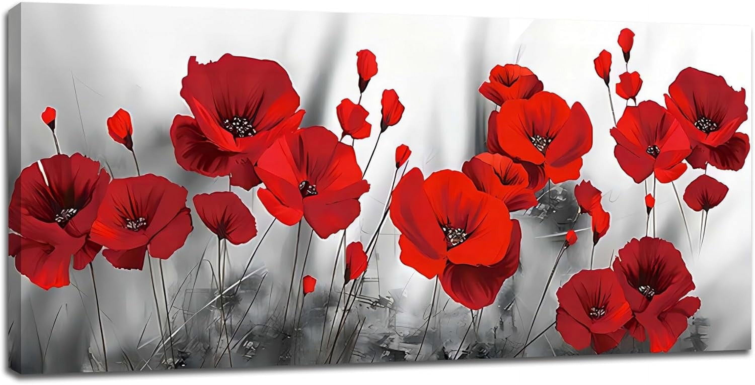 AatoeaX Poppy Flower Canvas Wall Art for Living Room Floral Prints ...