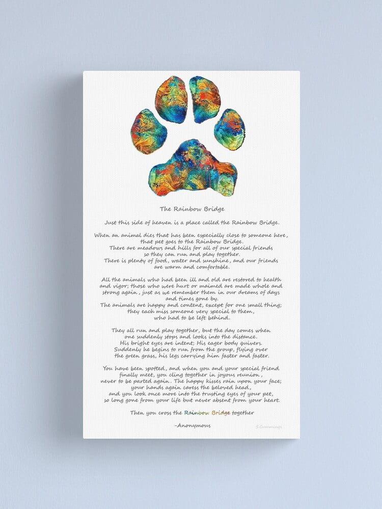 AatoeaX Rainbow Bridge Poem With Colorful Paw Print by Sharon Cummings ...