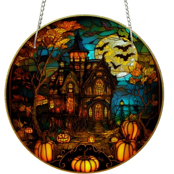 AatoeaX Spooky Haunted House Acrylic Hanging - Halloween - themed, Gothic for Festive Spaces, Porch Decor [Spooky Haunted House, Acrylic Hanging, Halloween - themed, Gothic, Festive, Porch Decor]
