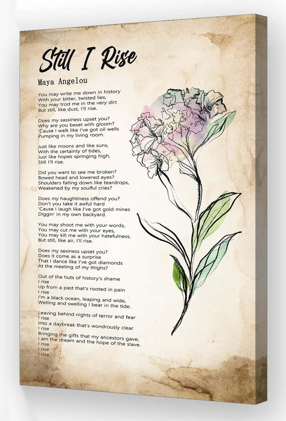 Back Rise Pom AatoeaX Still i Rise Wall Art Canvas Motivational Poster Vintage Poem ...