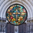 thumbnail image 1 of AatoeaX Stylish Cross - Floral Transparent Acrylic Hanging Decor - Artistic, Hassle - free Install, Great for Home/Church, 1 of 7