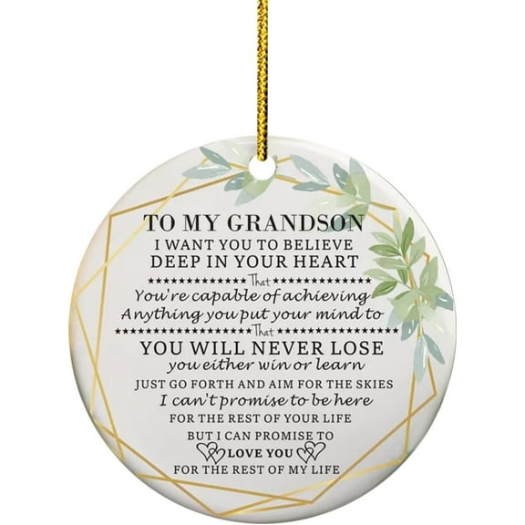 AatoeaX To My Grandson Inspirational Acrylic Ornament: Sentimental Quote, Family Decor, Hanging Sign for Home & Gift