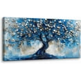 thumbnail image 1 of AatoeaX Tree of Life Wall Art for Living Room, Blue Tree Canvas Decor Paintings Abstract Art Prints, Neutral Navy Blue Pictures Wall Decor for Bedroom Bathroom Office Modern Home Decor, 1 of 4
