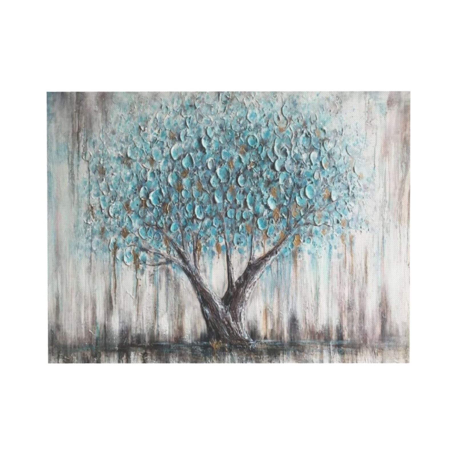 AatoeaX Tree Wall Art Teal Blue Nature Tree of Life Abstract