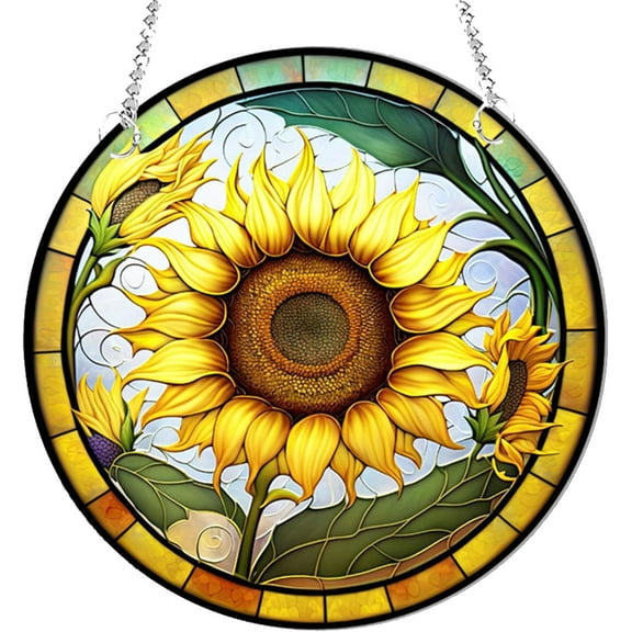 AatoeaX Trendy Sunflower Window Decor: Stained - Glass Effect, Transparent Acrylic, Hanging Art Panel for Home, Sun - Lit Rooms & Nature - Inspired Spaces