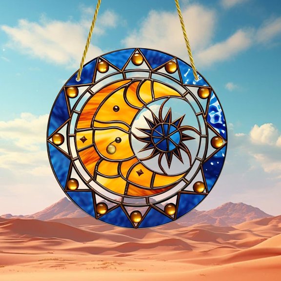 AatoeaX Unique Celestial Window Decor: Symbolic Design, Transparent Acrylic, Hanging Wall Sign for Home, Spiritual - Themed Venues & Bedroom Decor