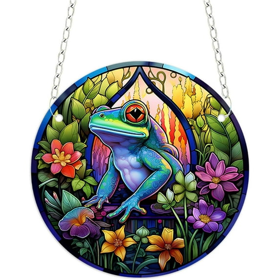 AatoeaX Unique Frog Window Decor: Mystical Garden Setting, Transparent Acrylic, Hanging Art for Home, Bohemian - Inspired Spaces & Outdoor Rooms