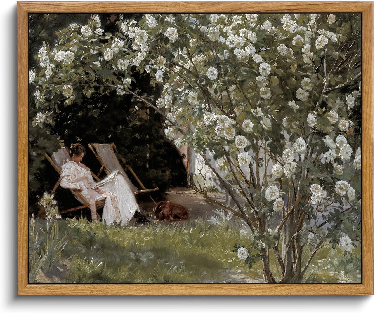 Large 3 Piece Framed Canvas Wall Art Set - Vintage Farmhouse Flower & Woman Prints, Rustic Brown Frames (16x24", 14x11")