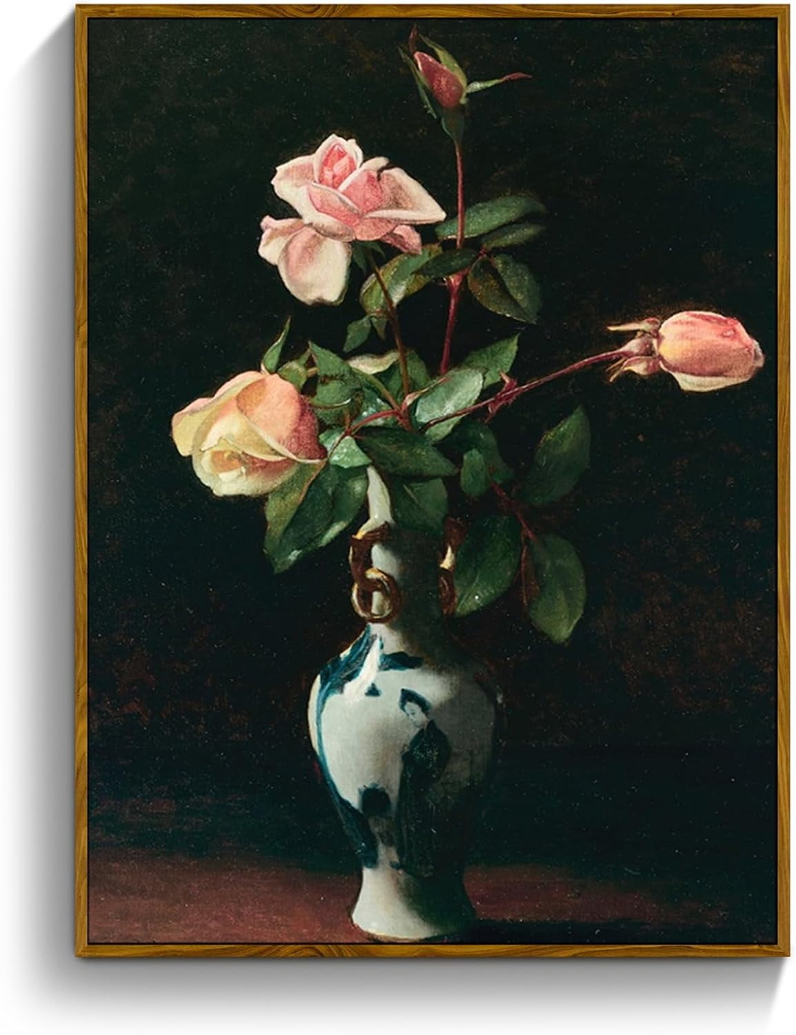 AatoeaX Vintage Wall Art, Classical Vase Roses Canvas Painting, Still ...