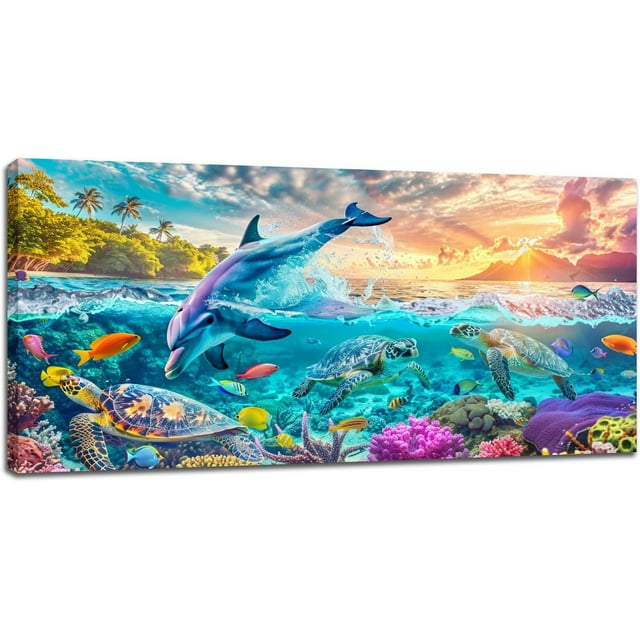 AatoeaX Wall Art for Living Room Dolphin Sea Turtle Pictures Wall Decor ...