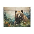 thumbnail image 1 of AatoeaX Watercolor Forest Landscape Wall Art Cute Bear Wildflower Painting Print Abstract Nature Wilderness Picture Cabin Artwork Green Forest Animals Wall Decor for Bedroom Bathroom Home Decorations, 1 of 4