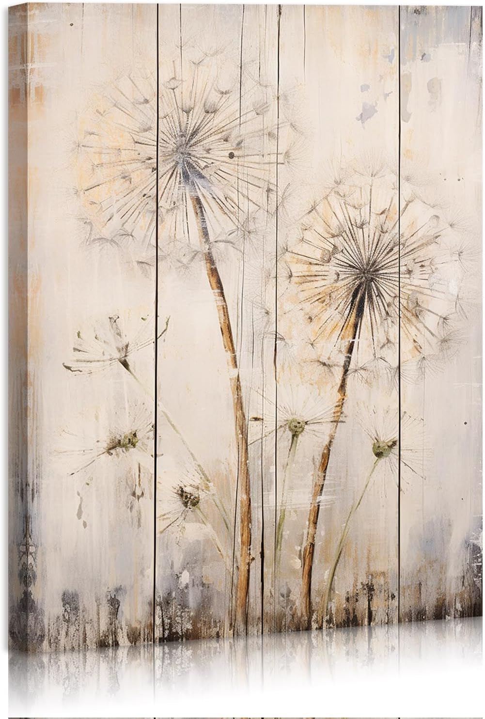 3-Piece Framed Canvas Wall Art - Teal Dandelion On Rustic Grey Background | 20x20 Inch Stretched Canvas For Living Room, Bedroom & Farmhouse Decor