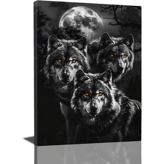 AatoeaX Wolf Decor Wall Art Wolf Bathroom Wall Decor Wolf Poster Wolf and Moon Pictures for Wall Animal Canvas Print Painting Artwork for Bathroom Bedroom Living Room