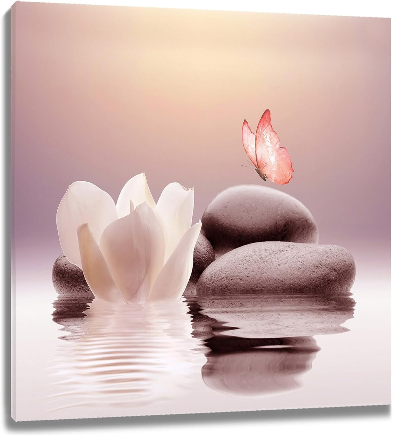 AatoeaX Zen Spa Canvas Wall Art Pink Water Lily Flower on the Lake ...