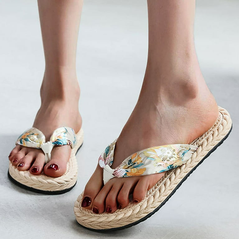 Aayomet And Fashion Cloth Flip Women's Sandals Summer Spring Flops Belt  Bohemian Women's Sparkly Flip Flops for Women Size 9,Beige