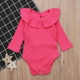 thumbnail image 1 of Aayomet Baby Bodysuit Winter Winter Jumpsuit For Baby Boy Baby Girl Clothes Solid Ruffle Long Sleeve Romper Bodysuit Tops One Piece Jumpsuit Fall Winter Outfit,Hot Pink 6-12 Months, 1 of 3