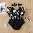 thumbnail image 1 of Aayomet Baby Bodysuit Winter Baby Bodysuit Sets Baby Girls Ruffle Romper Jumpsuit Bodysuit Headband Summer Clothes Outifis,Black 3-6 Months, 1 of 5