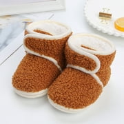 "Aayomet Baby Booties Baby Boy Girl Soft Booties Stay On Slippers Socks Shoe Non Skid Gripper Toddler First Walkers Winter Ankle Crib Shoes,Coffee 6 Months"
